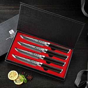 XINZUO 5 Inches Damscus Pattern Sharp Steak Knife Meat Slicing Knife Restaurant Cutlery With Pkkawood Handle Kitchen Tools