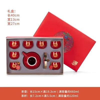 Ceramic Tea Set for Weddings, Home Teapot, Engagement and Dowry Gift, New lyweds