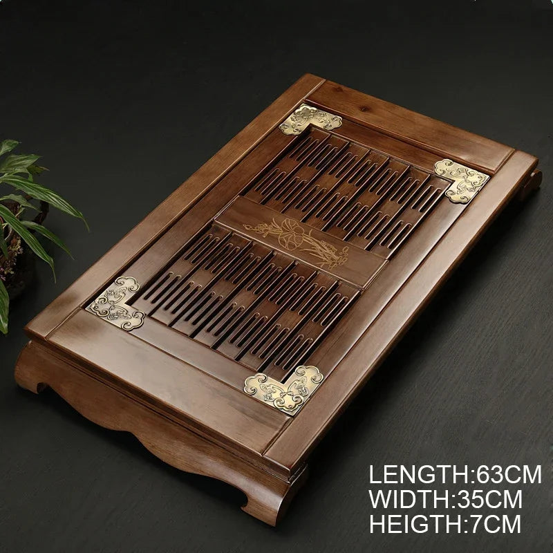 Chinese Solid Wooden Tea Accessories Drinkware Tea Tray Tea Kung Fu Tea Set Table Drawer Type Gongfu Storage Drainage Tray