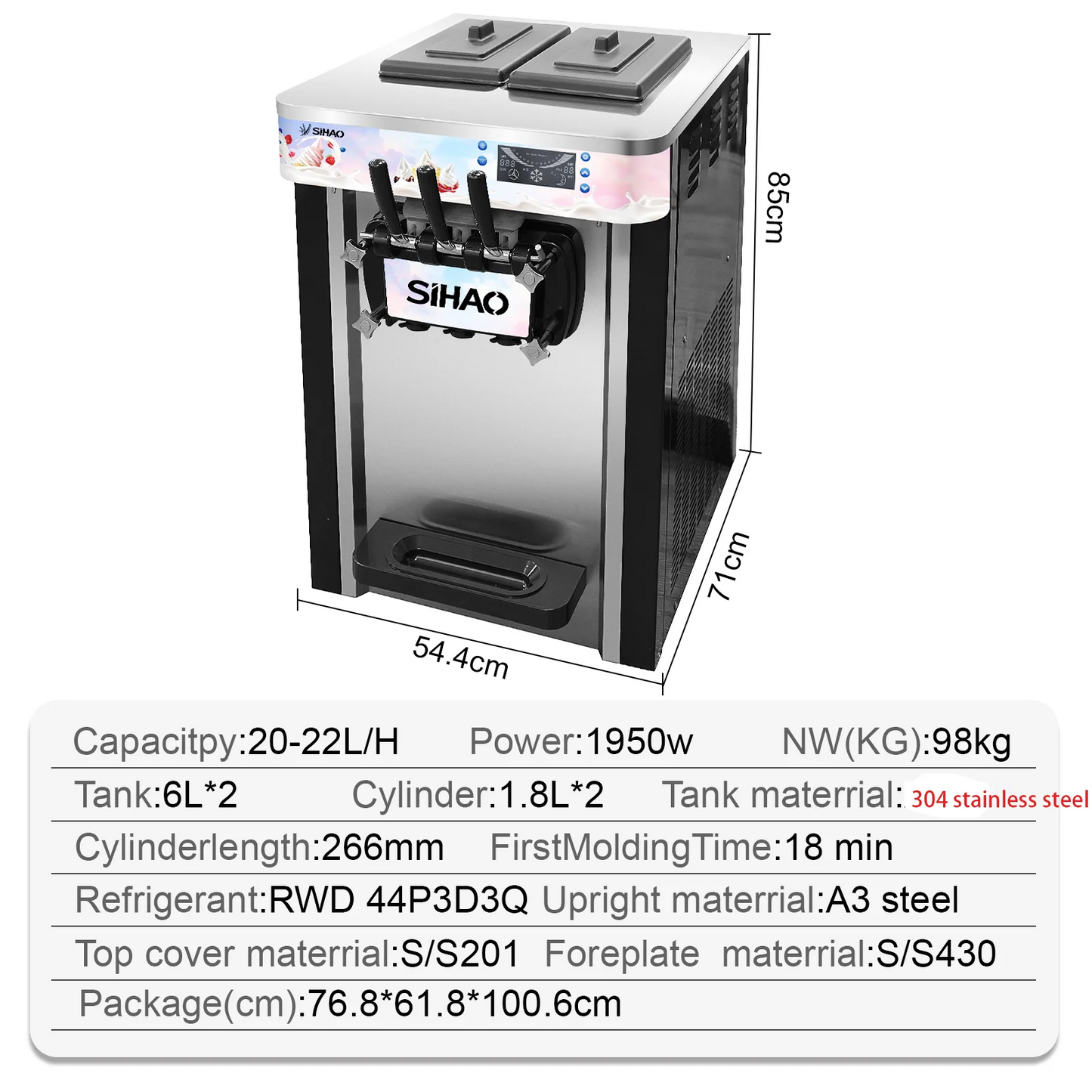 VEVOR NEW Commercial Soft Serve Ice Cream Machine For Sale fried roll home instant ice cream machine 220V Stainless Steel