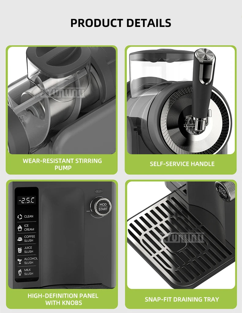 Small Soft Drink Ice Cream Machine 1.8L Slush Machine Countertop Beverage Smoothie Machine Portable Automatic Cold Drink