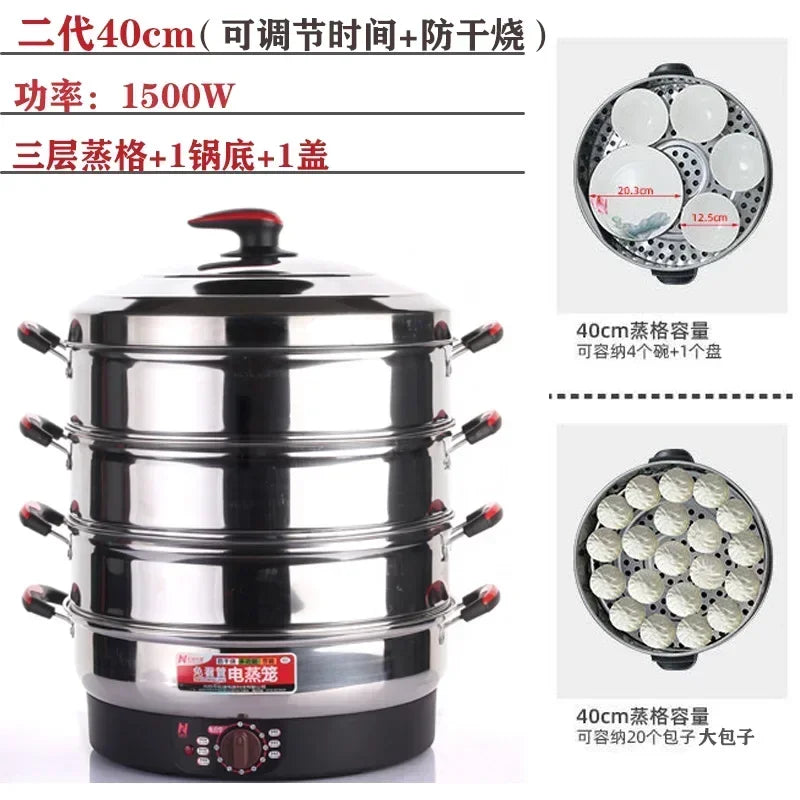 Commercial breakfast shop Multifunctional Stainless Steel Electric Steamer, new style Large Capacity, steamed buns