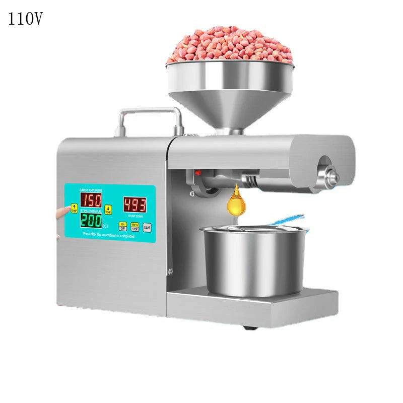 Automatic Cold Press Oil Machine – 110V/220V Sunflower, Olive & Seed Oil Extractor with Intelligent Digital Display
