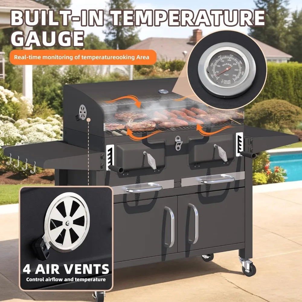 36-Inch Extra Large Charcoal Grill – 620 Sq.In BBQ Cooking Area with Thermometer & Independent Lifting Charcoal Trays