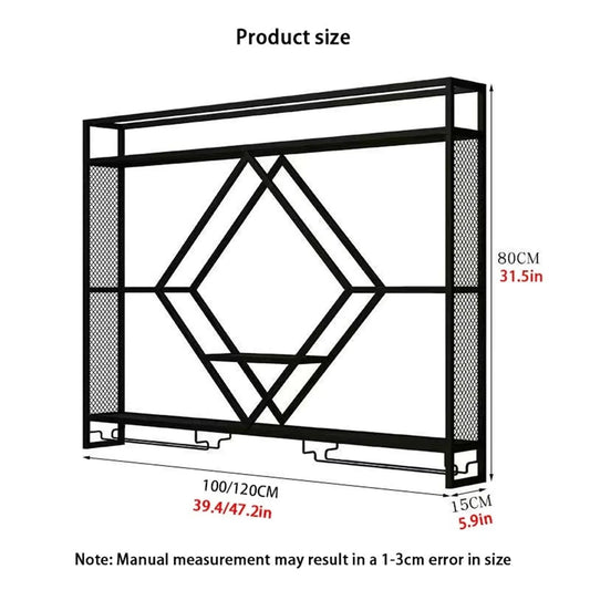 Metal Wall Bar Shelves with Wine Rack – Liquor Bottle Storage Holder for Kitchen, Dining Room & Home Bar Décor