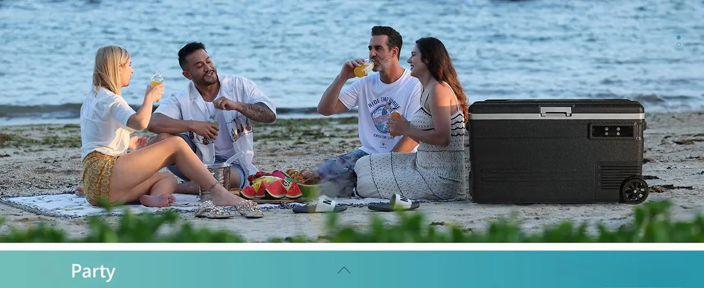 SIMZLIFE 80QT (75L) Portable Car Refrigerator – 12V/24V & 110–240V Electric Freezer, -4°F to 68°F with Wheels for Camping & RV