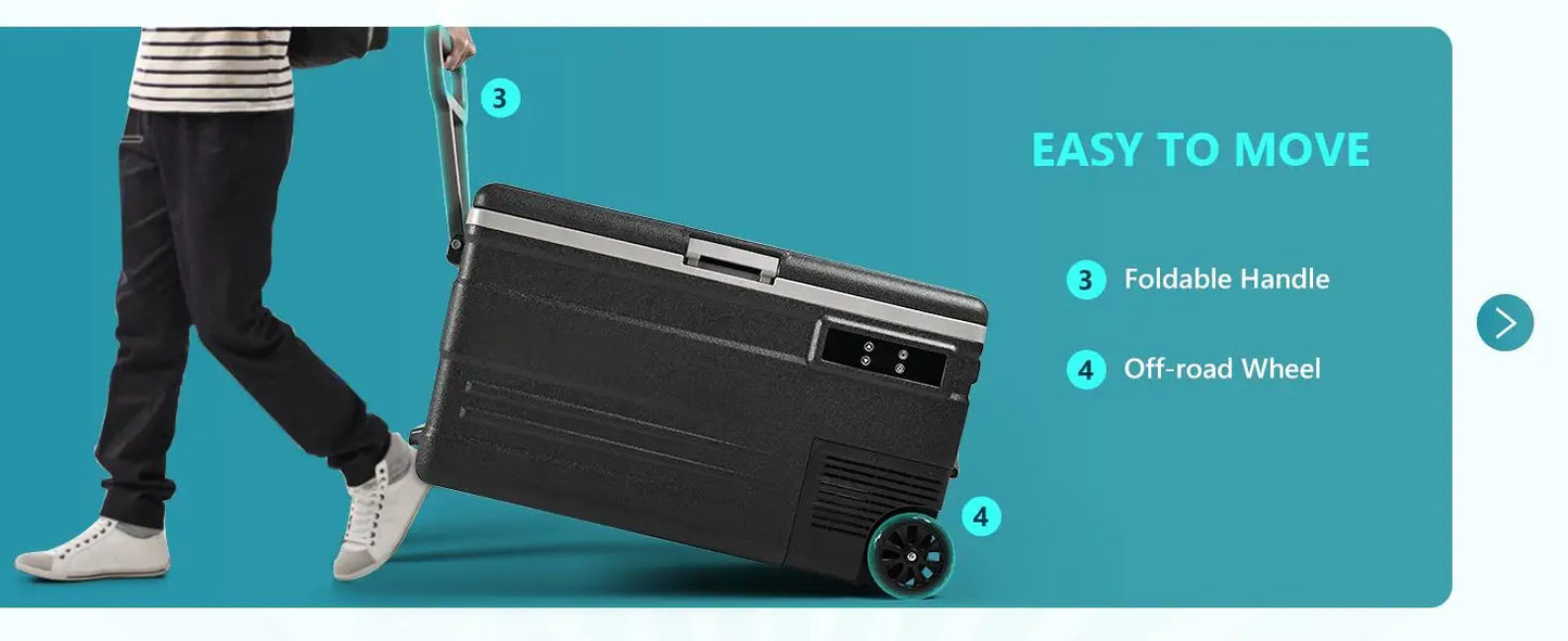 SIMZLIFE 80QT (75L) Portable Car Refrigerator – 12V/24V & 110–240V Electric Freezer, -4°F to 68°F with Wheels for Camping & RV