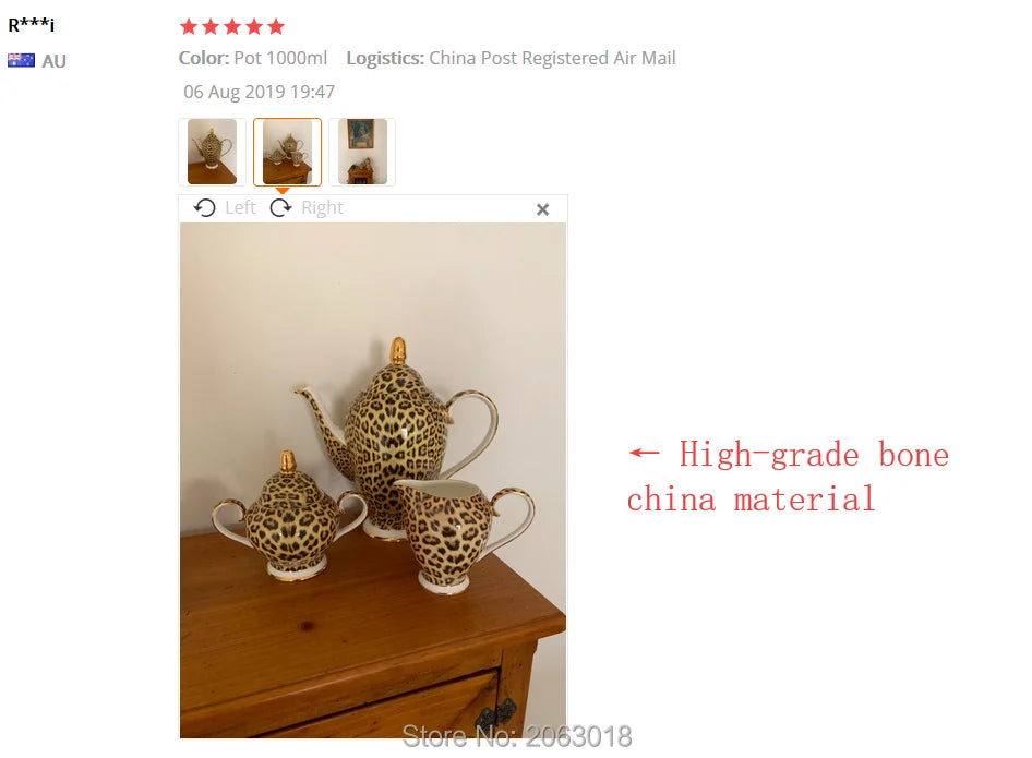 Leopard Print Bone China Coffee Set Luxury Porcelain Tea Set Pot Cup Ceramic Mug Sugar Bowl Creamer Teapot Drinkware Coffeeware