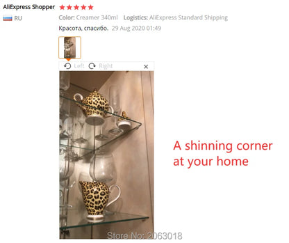 Leopard Print Bone China Coffee Set Luxury Porcelain Tea Set Pot Cup Ceramic Mug Sugar Bowl Creamer Teapot Drinkware Coffeeware