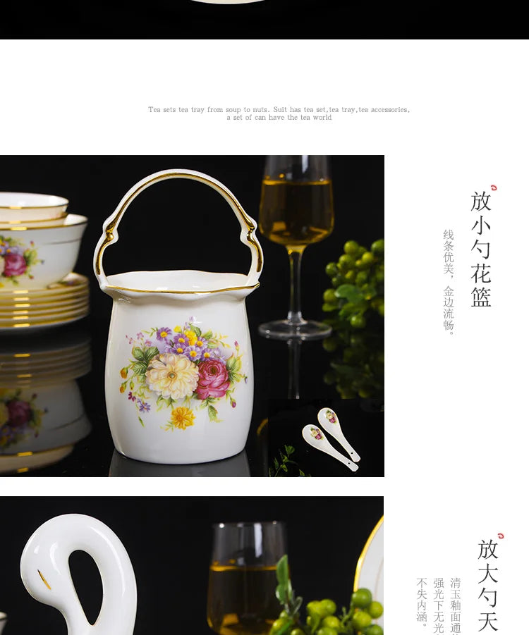 Jingdezhen Ceramics Bone China Tableware Dishes Bowls Soup Spoon Western Steak Plate Free Matching DIY Tableware 1pieces