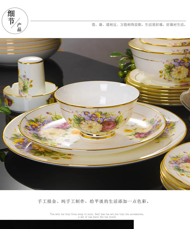 Jingdezhen Ceramics Bone China Tableware Dishes Bowls Soup Spoon Western Steak Plate Free Matching DIY Tableware 1pieces