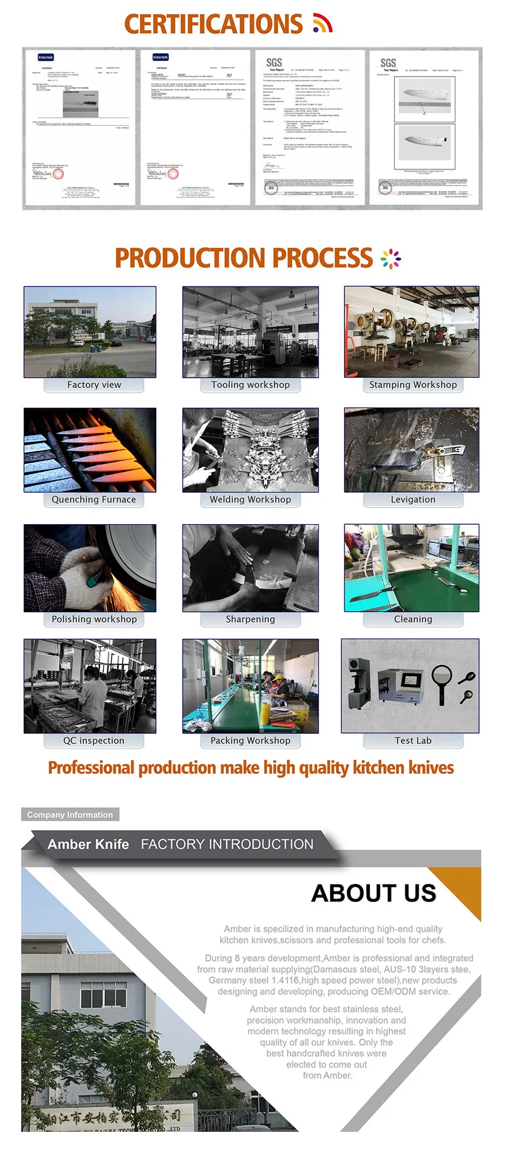 Extra Sharpness Blade Damascus Steel Powder Core S35VN 62-64 Hardness Kitchen Chef Knife