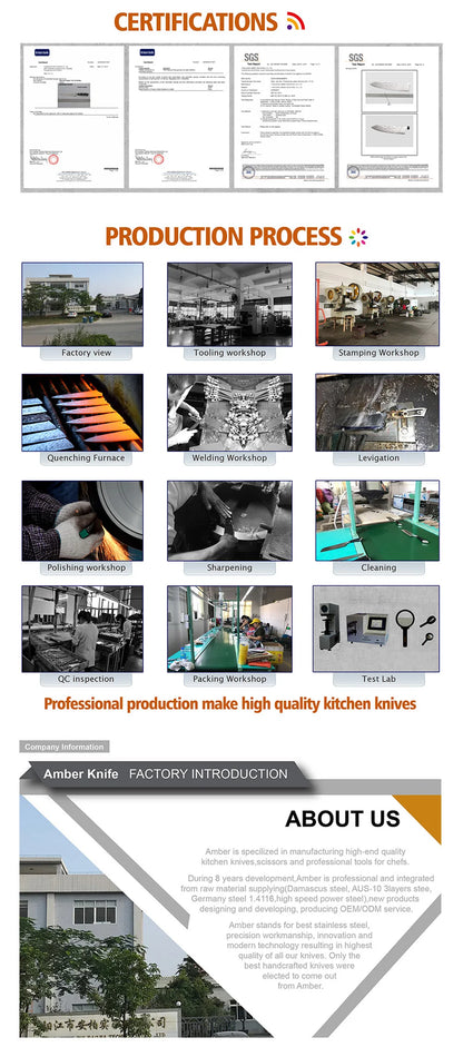 Extra Sharpness Blade Damascus Steel Powder Core S35VN 62-64 Hardness Kitchen Chef Knife