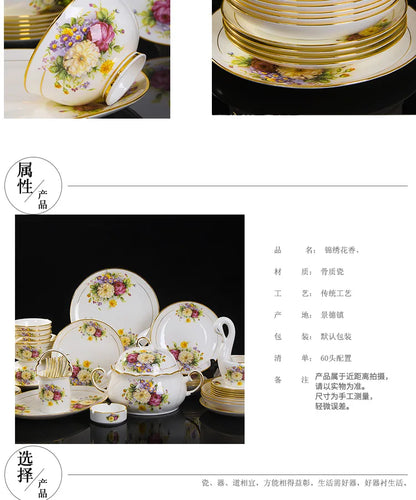Jingdezhen Ceramics Bone China Tableware Dishes Bowls Soup Spoon Western Steak Plate Free Matching DIY Tableware 1pieces