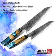 Extra Sharpness Blade Damascus Steel Powder Core S35VN 62-64 Hardness Kitchen Chef Knife