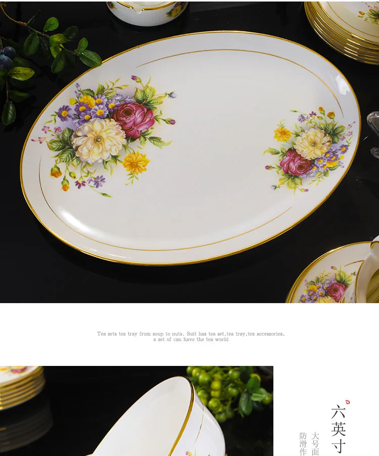 Jingdezhen Ceramics Bone China Tableware Dishes Bowls Soup Spoon Western Steak Plate Free Matching DIY Tableware 1pieces