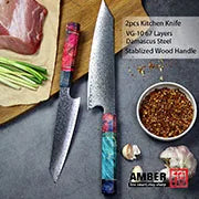 Extra Sharpness Blade Damascus Steel Powder Core S35VN 62-64 Hardness Kitchen Chef Knife