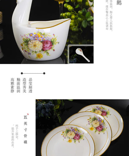 Jingdezhen Ceramics Bone China Tableware Dishes Bowls Soup Spoon Western Steak Plate Free Matching DIY Tableware 1pieces