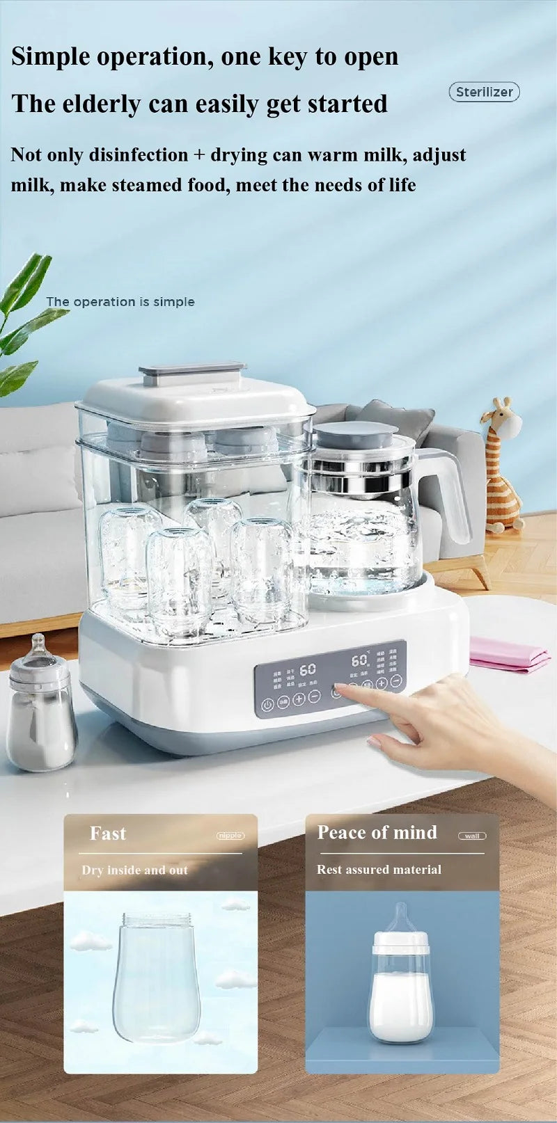 Multi-Function Baby Milk Dispenser – Electric Powder Maker, Bottle Warmer, Insulation & Sterilizing Kettle