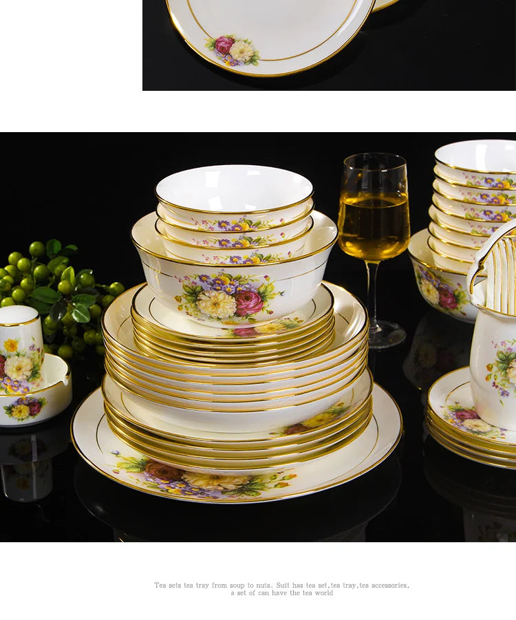 Jingdezhen Ceramics Bone China Tableware Dishes Bowls Soup Spoon Western Steak Plate Free Matching DIY Tableware 1pieces