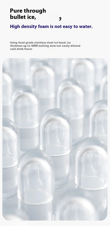 MOCATT Desktop Fully Automatic Bullet Shaped Ice Making Machine, Capable Of Making 9 Pieces Of Ice At Once, Continuously Making