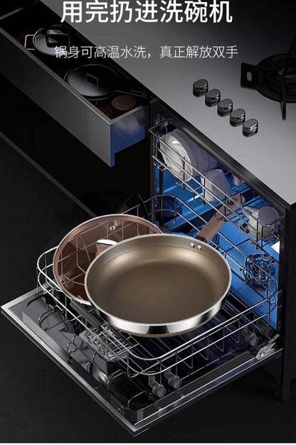 Titanium Pan 316 Stainless Steel Uncoated Non-stick Pan Household Cooking Pot Induction Cooker Special Steak Frying Pan