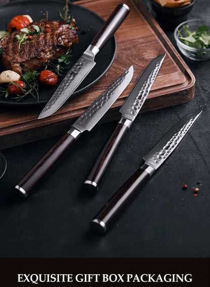 XINZUO 5 Inches Damscus Pattern Sharp Steak Knife Meat Slicing Knife Restaurant Cutlery With Pkkawood Handle Kitchen Tools
