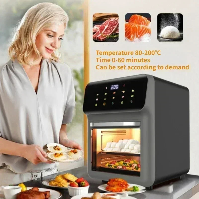 15L Visual Window Air Fryer Oven – Large-Capacity Smart Air Fryer for Home Kitchen (110V/220V)