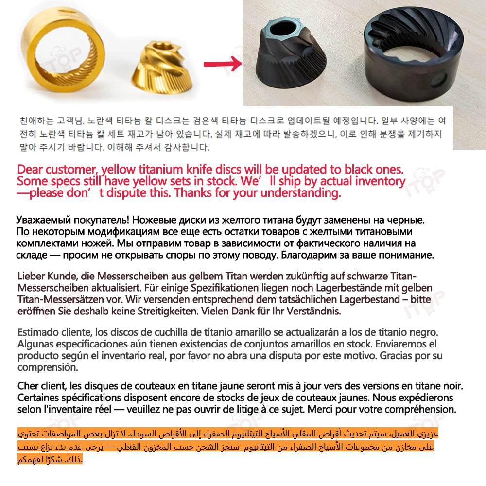 ITOP Electric Coffee Grinder 40MM Titanium Burr Metal Bean Hopper 75g Elegant Samll Coffee Grinder Machine New Arrival 2022