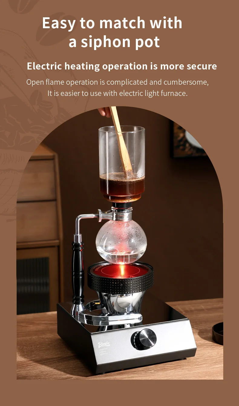 BINCOO 220V 400W Siphon Pot Convection Oven Coffee Heater Electric Stove Halogen Light Wave Infrared Heating 750° Heat Resistant