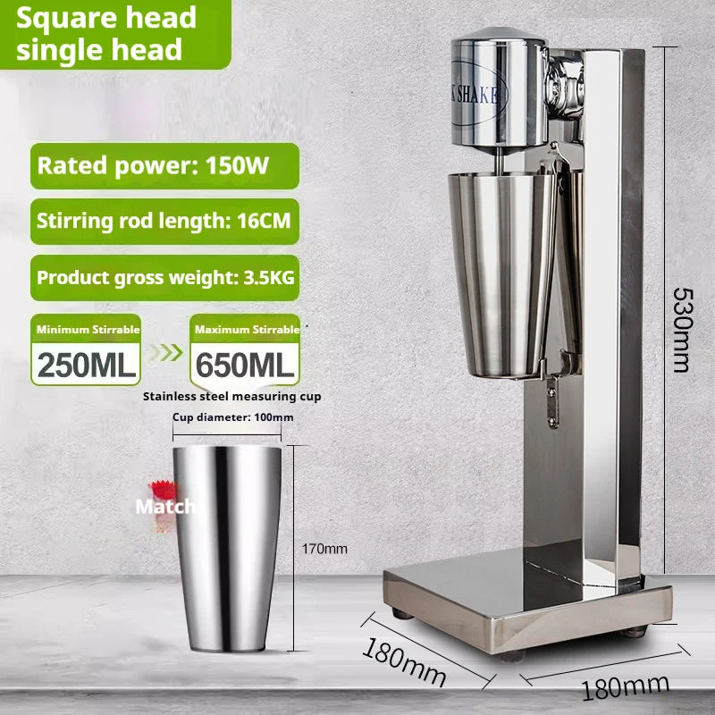 OneHappy Stainless Steel Milkshake Machine – Commercial Pearl Milk Tea & Milk Frothing Blender for Restaurants & Cafés