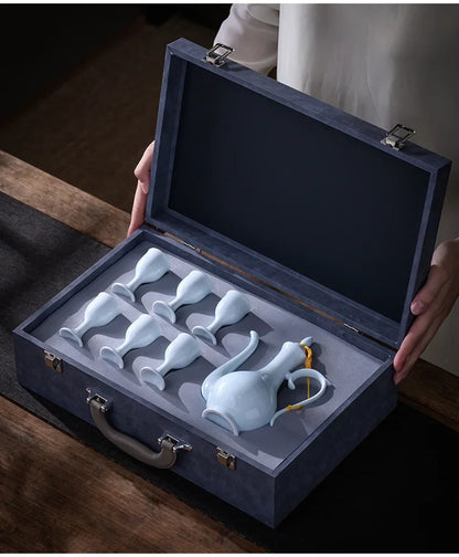 Chinese style wine divider ceramic retro wine jug 20ml goblet antique invitation wine jug set gift box set