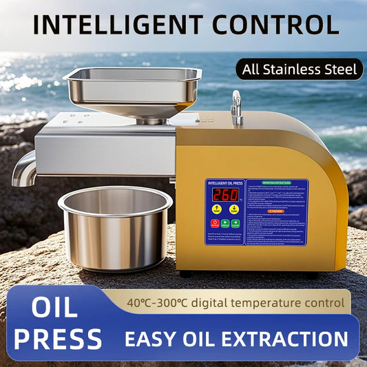 BEAUTIUSN,110V/220V New Automatic  Oil Press Machine Commercial Home cold Oil Extractor Expeller Presser ,flaxseed Sunflower Oil