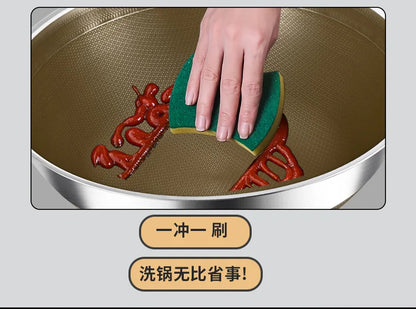 KENGQIANG Double ear 316 Stainless steel deep thick flat bottomed stew wok cooking pot non stick home frying pan cookware