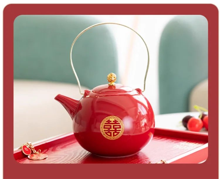Ceramic Tea Set for Weddings, Home Teapot, Engagement and Dowry Gift, New lyweds