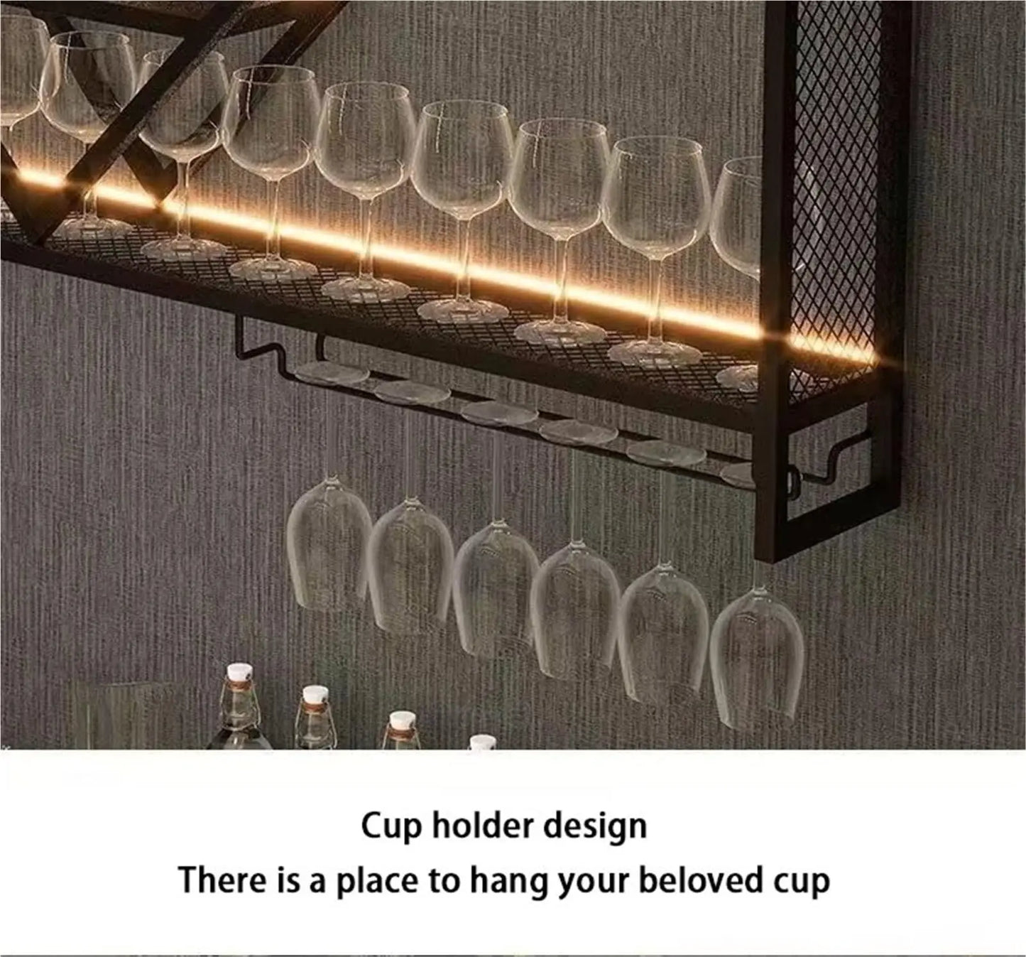 Metal Wall Bar Shelves with Wine Rack – Liquor Bottle Storage Holder for Kitchen, Dining Room & Home Bar Décor