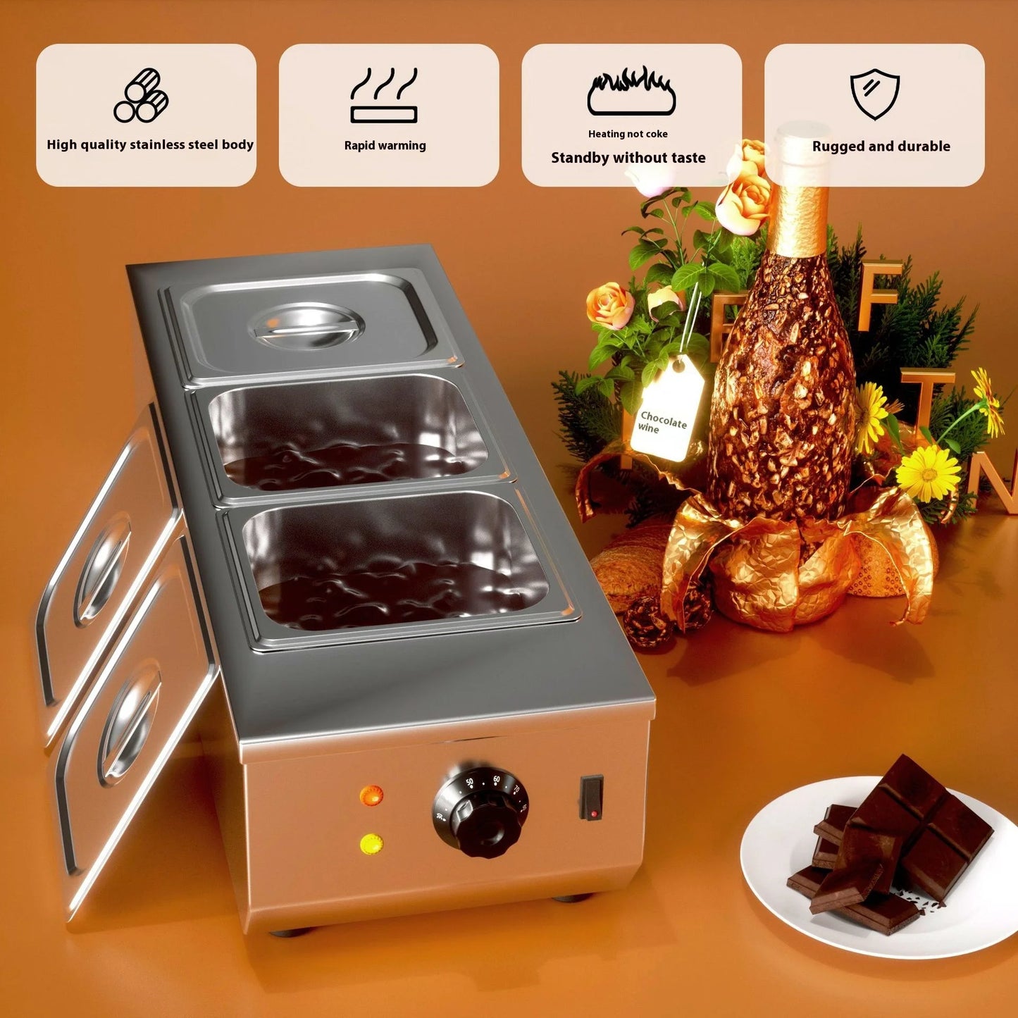Singwinner Electric Chocolate Tempering Machine – 2/3-Tank Chocolate Melting & Cascade Warmer for Home Kitchens