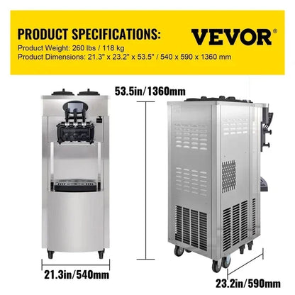 VEVOR NEW Commercial Soft Serve Ice Cream Machine For Sale fried roll home instant ice cream machine 220V Stainless Steel