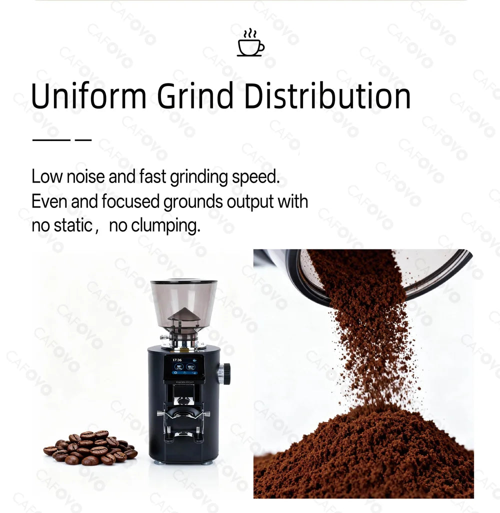 CAFOVO K64SC 64mm Flat Burr Espresso Grinder – Professional Weighing & Touch Screen Coffee Grinder
