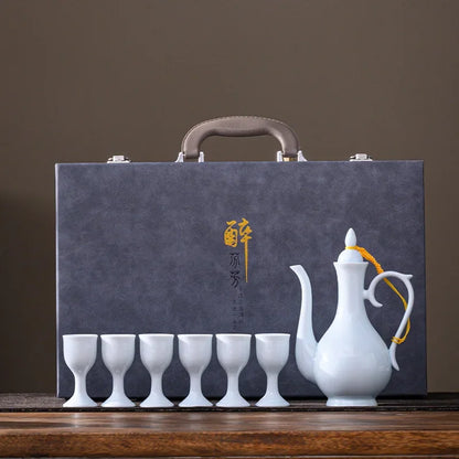 Chinese style wine divider ceramic retro wine jug 20ml goblet antique invitation wine jug set gift box set