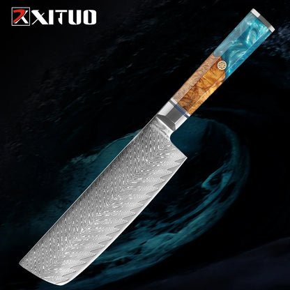 Japanese 67-Layer Damascus Steel Kitchen Knife Set Utility Knife Meat Slicer Vegetable Knife Boning Knife Ergonomic Handle