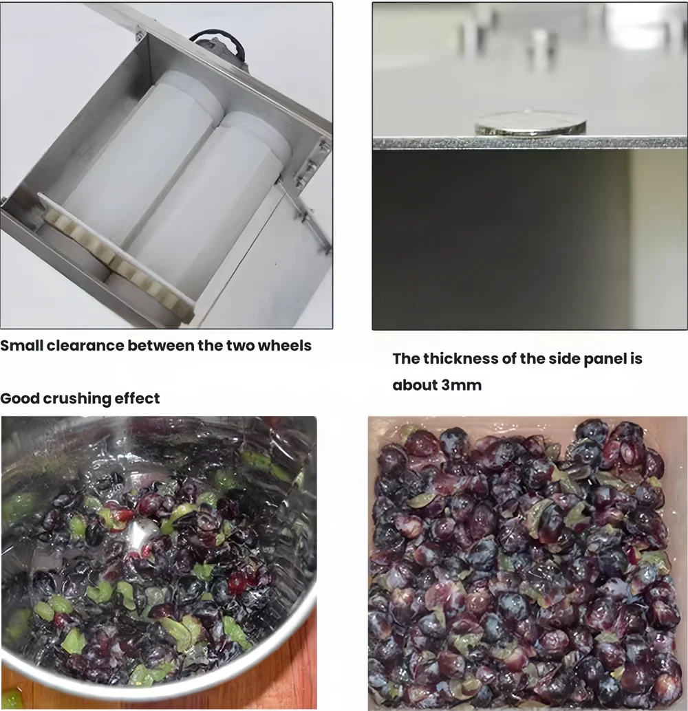 Stainless Steel Electric Grape Crusher Blueberry Mulberry Fruits Juice Press Crusher Red Wine Brewing Grape Crushing Machine