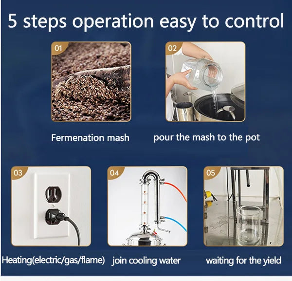 23L Home Distiller Alcohol Moonshine Electric Tubular Distilling Column Machine Wine Fermentation Used Distillation Equipment