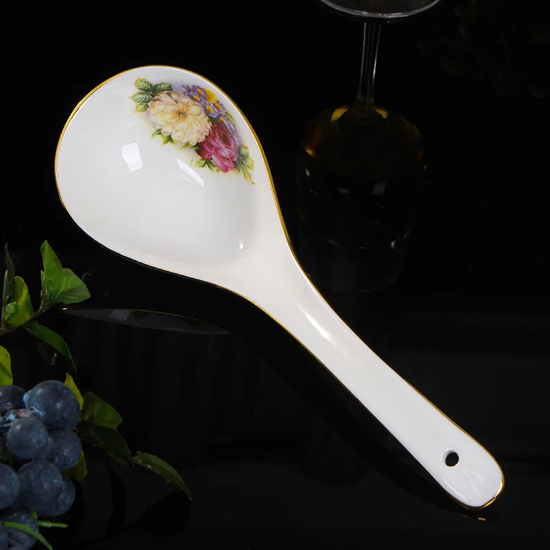 Jingdezhen Ceramics Bone China Tableware Dishes Bowls Soup Spoon Western Steak Plate Free Matching DIY Tableware 1pieces