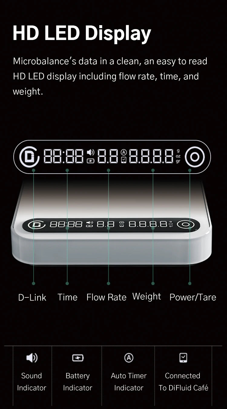 DiFluid Coffee Electronic Scale Espresso Scale Coffee Bean Weighing Timer High Quality Kitchen Scale Accurate To 0.1g