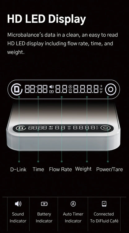 DiFluid Coffee Electronic Scale Espresso Scale Coffee Bean Weighing Timer High Quality Kitchen Scale Accurate To 0.1g