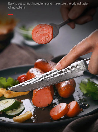 XINZUO 5 Inches Damscus Pattern Sharp Steak Knife Meat Slicing Knife Restaurant Cutlery With Pkkawood Handle Kitchen Tools