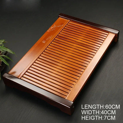 Chinese Solid Wooden Tea Accessories Drinkware Tea Tray Tea Kung Fu Tea Set Table Drawer Type Gongfu Storage Drainage Tray