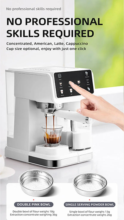 Italian Espresso Machine Household High-pressure Automatic Milk Foam Making Intelligent Color Screen Integrated Coffee Machine