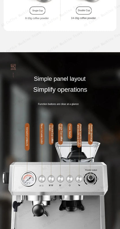 Integrated Grinder Coffee Machine Fully Automatic Espresso Coffee Machine Steam Milk Frothing Machine Italian-style Coffee Maker